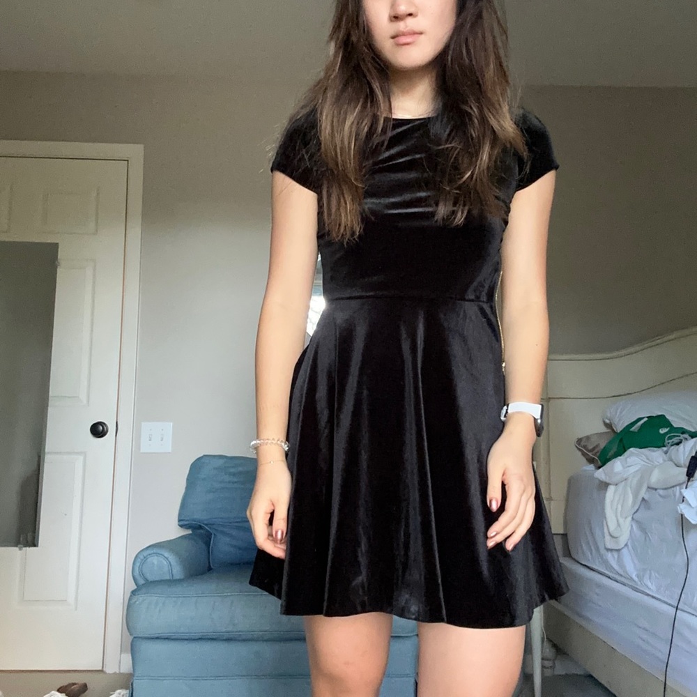 Black velvet dress. Great for the holidays